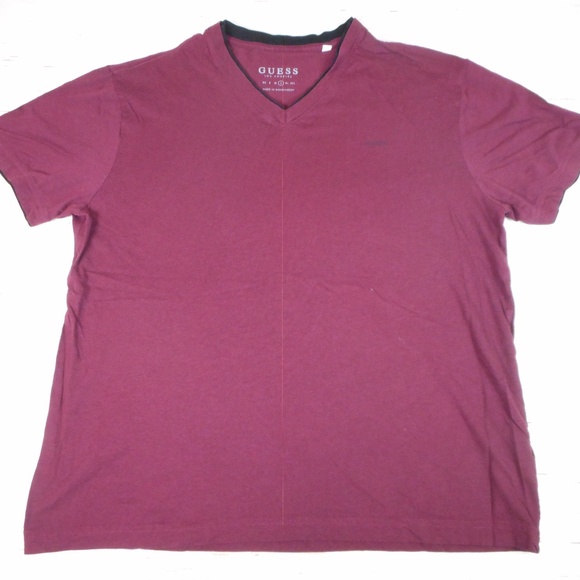 Guess Los Angeles Men’s V-Neck T-Shirt – Burgundy Maroon Size L - Picture 1 of 3